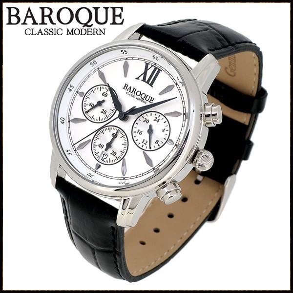 独特な店 クロノグラフ メンズ 腕時計 BAROQUE 本革ベルト バロック 40代 30代 おしゃれ メンズ腕時計 ホワイト 38 CLASSICO ブランド その他財布、帽子、ファッション小物