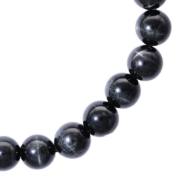 ブラックスター 数珠 ブレスレッド 8mm 17cm 天然石 パワーストーン ダイオプサイト スターダイオプサイト 黒 ブラック ブラックスターブレスの画像