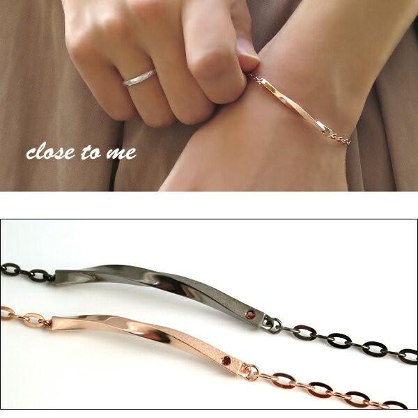 ペアブレスレット 刻印 シルバー ブランド レッドダイヤモンド シンプル ウェーブ close to me お揃い カップル 人気_2