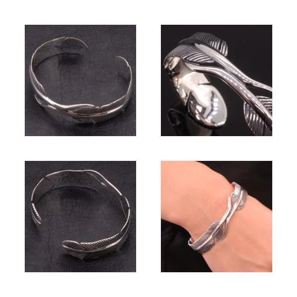 フェザー バングル 羽根 ネイティブ ブレスレッド 腕輪 シルバー