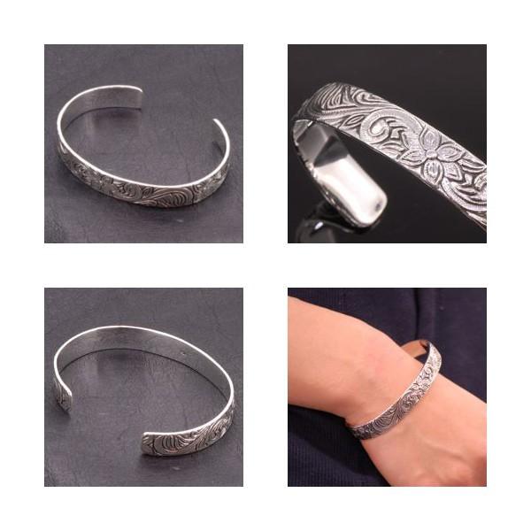 プルメリア バングル ハワイアン 花 アラベスク ブレスレッド 腕輪 シルバー925 銀 シルバーアクセサリー プレゼント_1