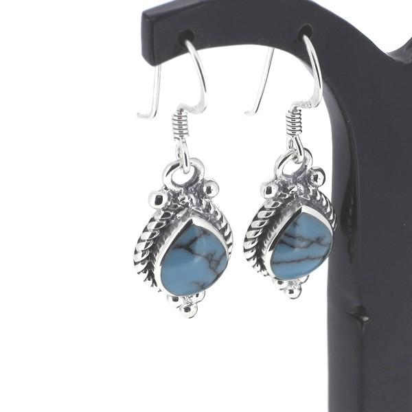 ターコイズ フックピアス 2P 両耳用 ネイティブ 石 ドロップ ペアシェイプ ピアス イヤリング シルバー925 銀 プレゼント | 