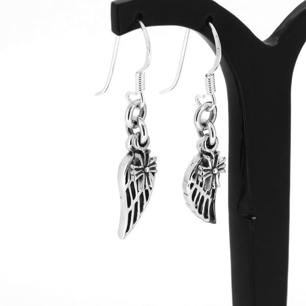 ウイング フックピアス 2P 両耳用 羽根 翼 クロス フレア ピアス イヤリング シルバー925 銀 シルバーアクセサリー プレゼント | 