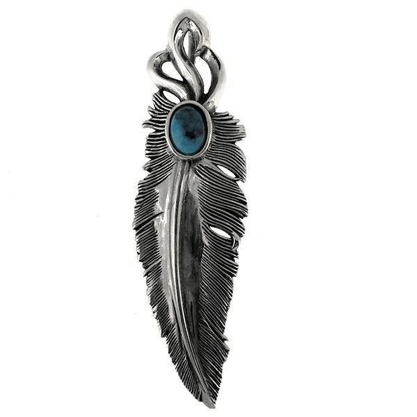 フェザー ペンダントヘッド(チェーンなし) 羽根 ネイティブ アラベスク 石 ネックレス ペンダント シルバー925 銀 プレゼント