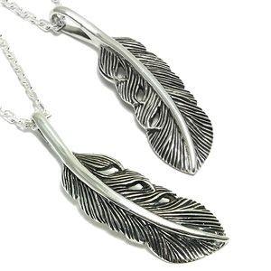 ネックレス メンズ シルバー フェザー 羽根 太 かっこいい フェザーネックレス チェーン付 プレゼント