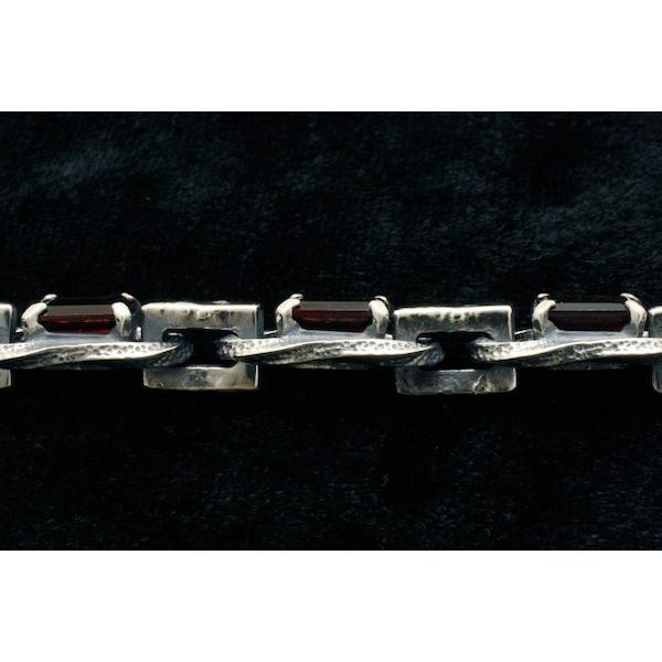 FAL ブレスレッド メンズ ブランド シルバー ラスティーアンティークオクタゴンブレスレッドガーネットS エフエーエルの画像