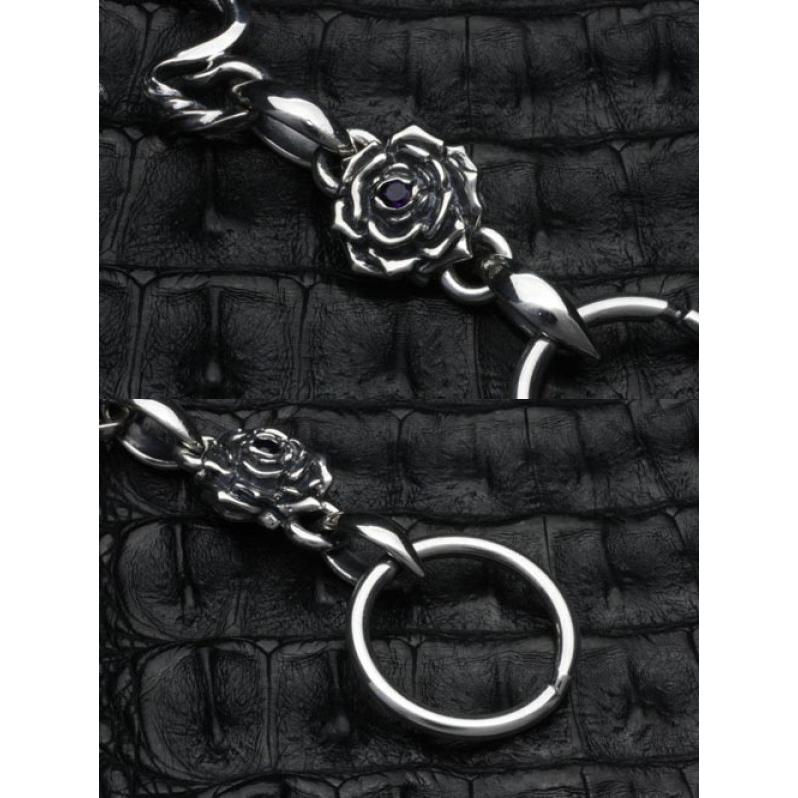 FAL キーチェーン メンズ ブランド シルバー パープルローズキー