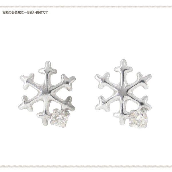 雪の結晶 ピアス レディース ホワイトゴールド 天然 ダイヤモンド 10金 K10 シンプル 雪 結晶 人気 2P |  | 01