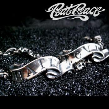 RAT RACE ラットレース メッセージオンリボンブレス ショート ラブ・ヘイト シルバーブレスレッド リボン メッセージ スカル ドクロ