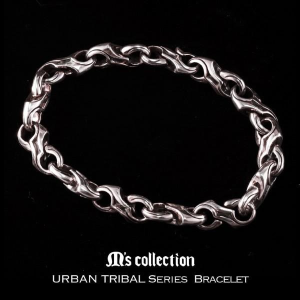 Ms collection ブレスレッド メンズ ブランド シルバー 細め 燻しライン エムズコレクションの画像