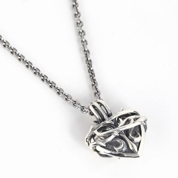 Ms collection ネックレス メンズ ブランド シルバー ダイヤモンド ソーン ブランブルハート シルバー925 ペンダント チェーン付 エムズコレクションの画像