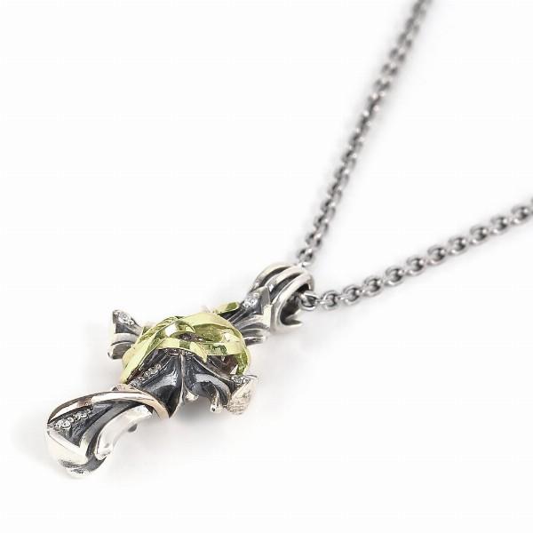 Ms collection ネックレス メンズ ブランド シルバー ゴールド ソーン ブランブルクロス 十字架 ペンダント チェーン付 エムズコレクションの画像