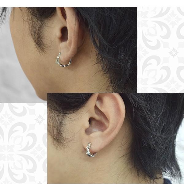 ユリ フープ シルバーピアス(シンプル) 1P リングピアス 片耳用 ロック
