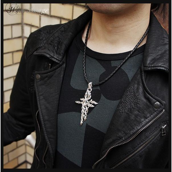 GIGOR ネックレス メンズ ブランド シルバー クレストパス レザーネックレス シルバー925 ペンダント ジゴロウの画像