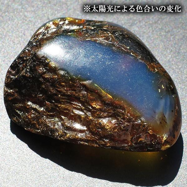 ブルーアンバー 磨き 鉱石 鉱物 琥珀 スマトラ産 高品質 17g 天然石