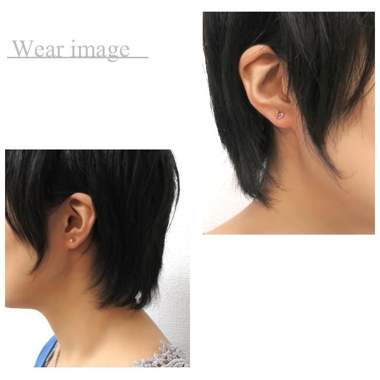 Marea rich ピアス レディース K10 ハートプレート ルビーブランド 