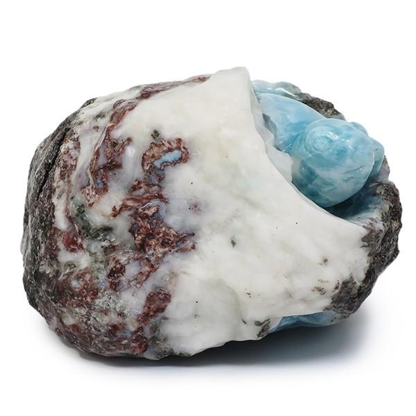 ラリマー 鉱石 鉱物 亀 カメ 彫刻 974g 天然石 パワーストーン