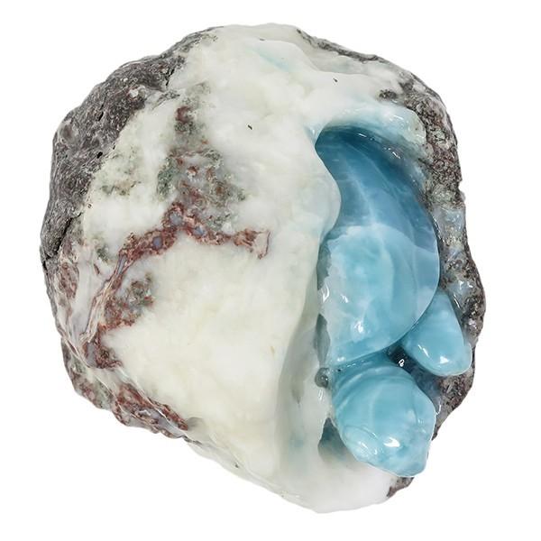 ラリマー 鉱石 鉱物 亀 カメ 彫刻 974g 天然石 パワーストーン