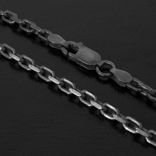 シルバーチェーン チェーンネックレスのみ 燻し 黒 2面カットあずき