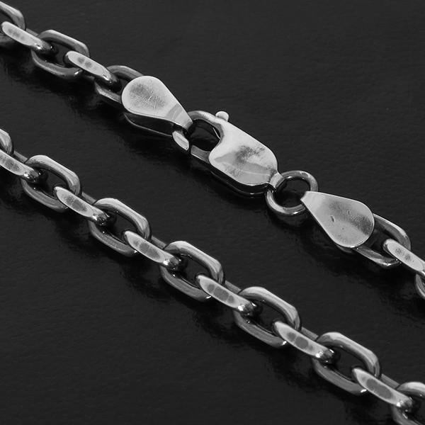 シルバーチェーン チェーンネックレスのみ 燻し 黒 2面カットあずき 60cm 幅4.3mm メンズ シルバー925 おしゃれの画像