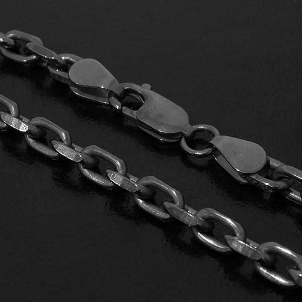 シルバーチェーン チェーンネックレスのみ 燻し 黒 2面カットあずき 60cm 幅4.3mm メンズ シルバー925 おしゃれの画像