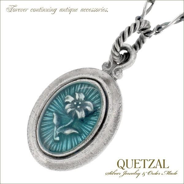 新規購入 Quetzal ネックレス メンズ ブランド シルバー リリーオーバル ユリの花 アンティーク チェーン付 ペンダント ケツァール 新発売の Nuevo Canecaspulido Com