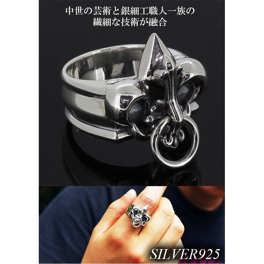 21号　スターリング　シルバーリング　ノーブランド シルバーリング メンズ ユリ リリー ドアノッカー 16-21号 ブランド
