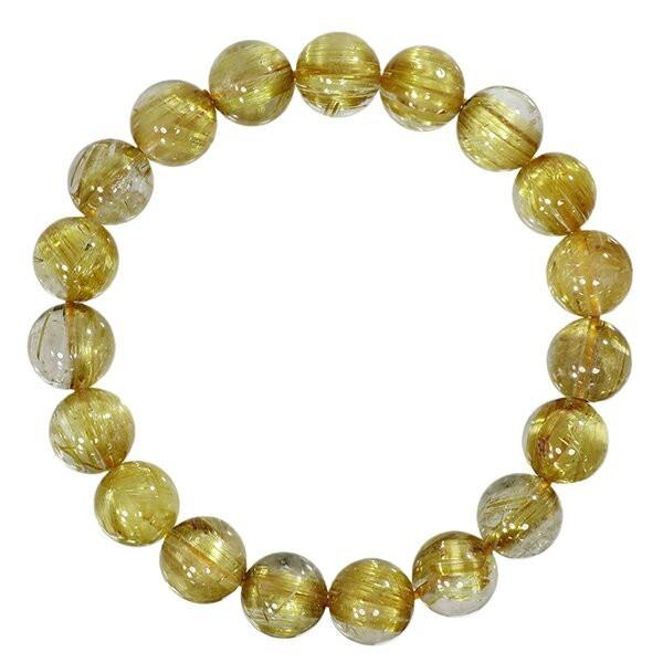 金針ルチルクオーツ 数珠 ブレスレッド 最高級 10A 10mm 18cm