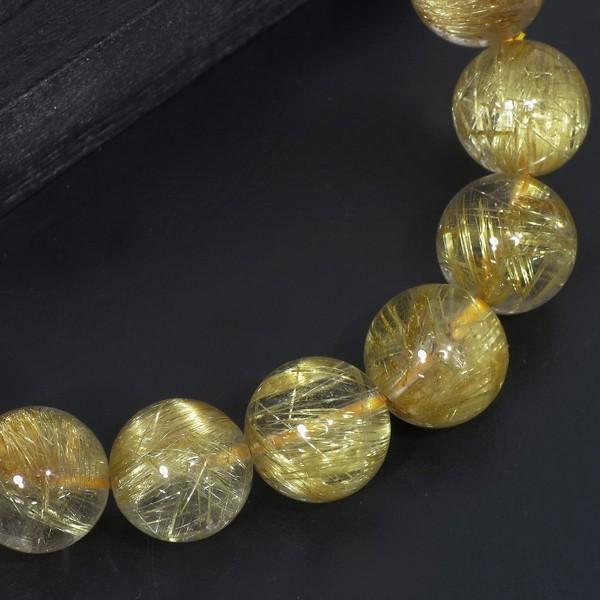 金針ルチルクオーツ 数珠 ブレスレッド 最高級 11A 11.8mm 18cm