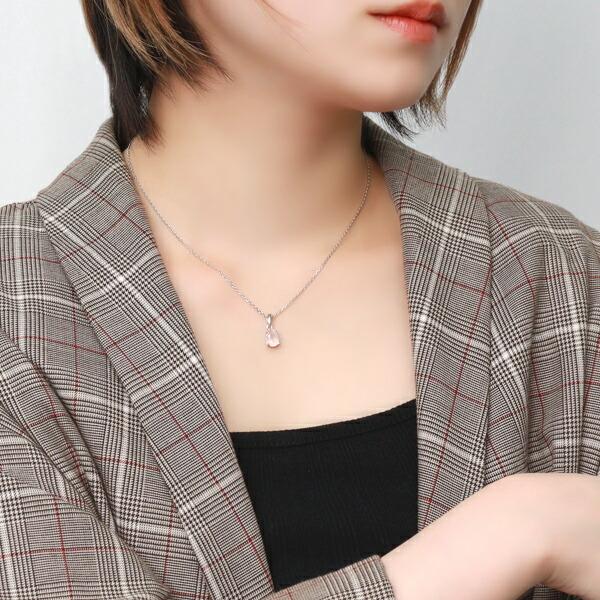 天然石 ローズクォーツ ネックレス ドロップ レディース ブランド 一粒