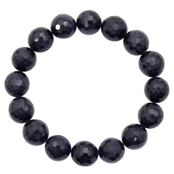 サファイア 数珠 ブレスレッド 11.5mm 17cm 大玉 カットサファイア