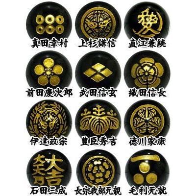 武将　家紋まとめ売りゴールドカラー天然石オニキス12mm玉14個　坂本龍馬など オニキス 携帯ストラップ 戦国武将 幕末 家紋 金 手彫り 天然石