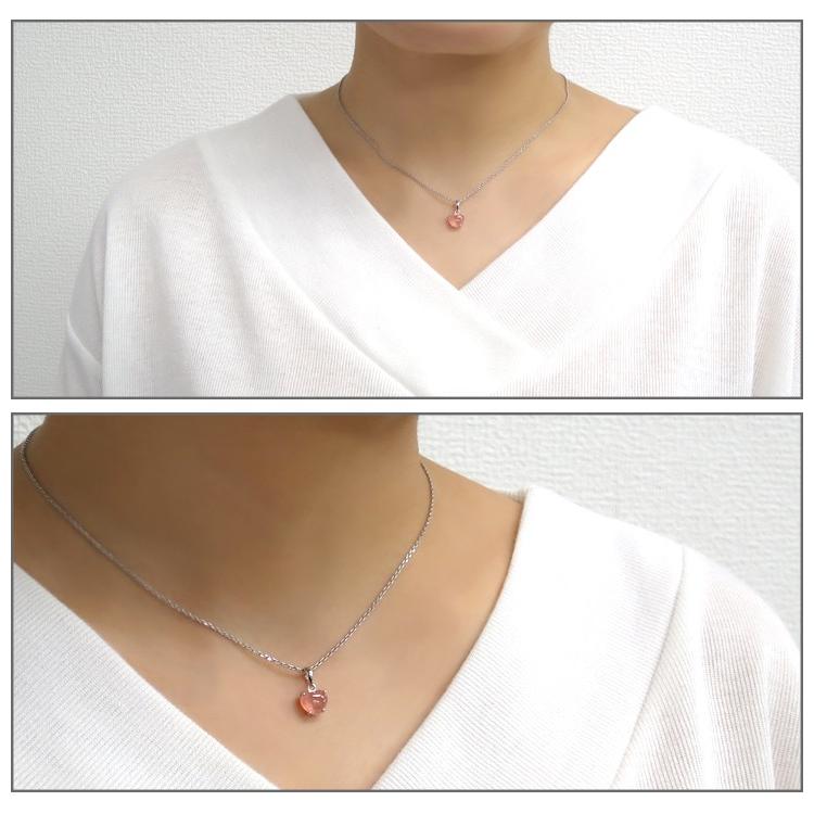 【オ 203】天然石 ストロベリークォーツハート型 silver ネックレス ストロベリークォーツ ネックレス レディース ハート シルバー