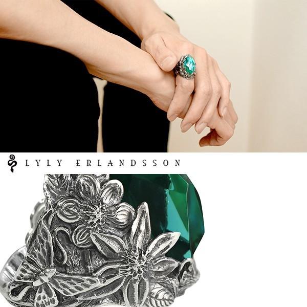 LYLY ERLANDSSON リング メンズ レディース ブランド 指輪 シルバー the WINTER Shell Plate emerald green 7-25号 ウィンター リリーエルランドソンの画像