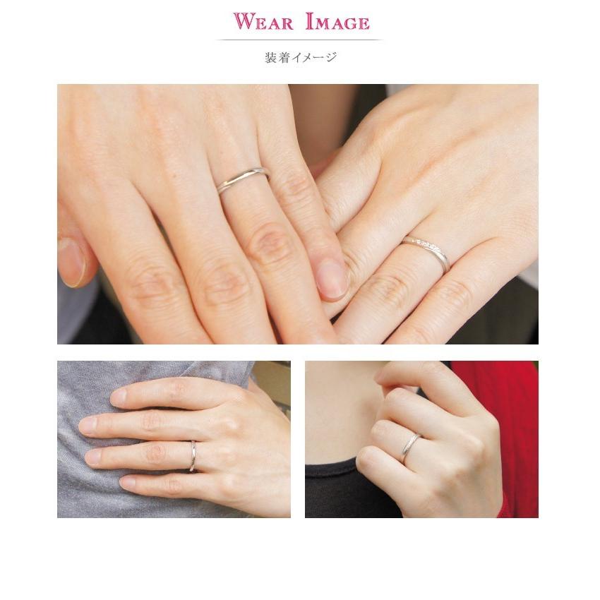 結婚指輪 プラチナ マリッジリング 天然ダイヤモンド ローズサファイア ペアリング プチマリエの画像