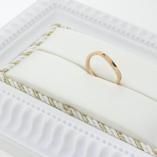 シンプル ゴールドリング モード ウェーブ ペア 結婚指輪 婚約指輪 ブライダル 10金 ピンクゴールド ダイヤモンドの画像