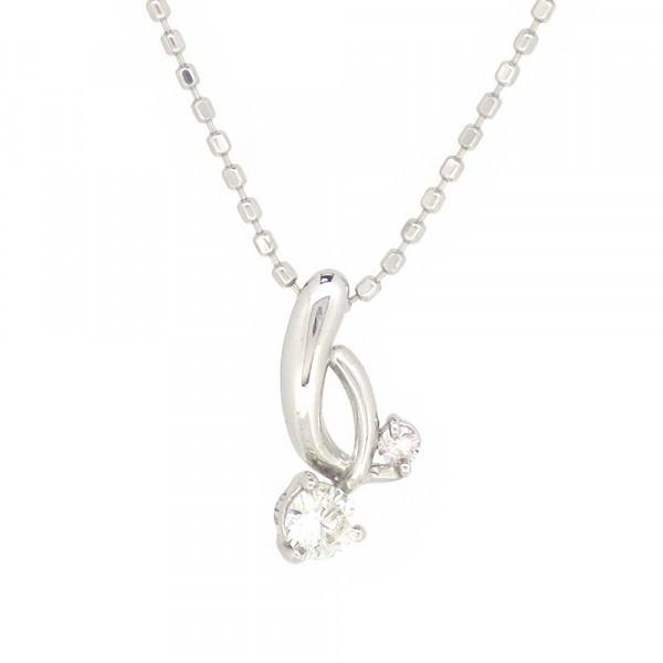 一粒 ゴールドネックレス(チェーン付きペンダント) ライン 曲線 音符 音 ト音記号 18金 ホワイトゴールド