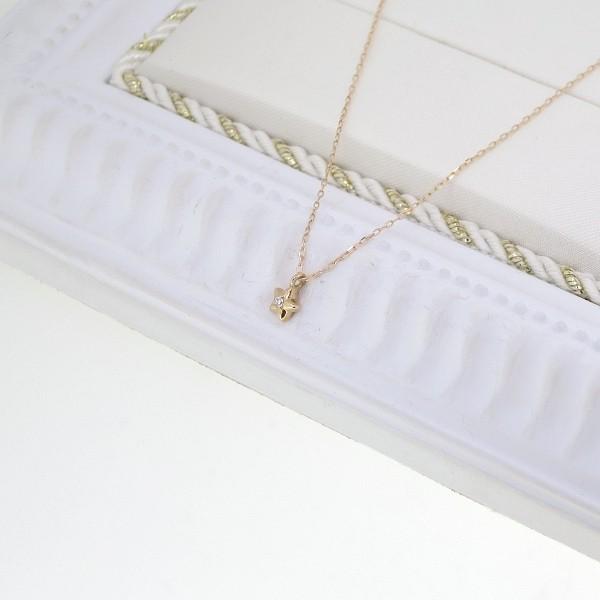 金 ネックレス ゴールド 星 エス ☆ S チェーン 星 ゴールドネックレス(チェーン付きペンダント) スター 18金 ピンク