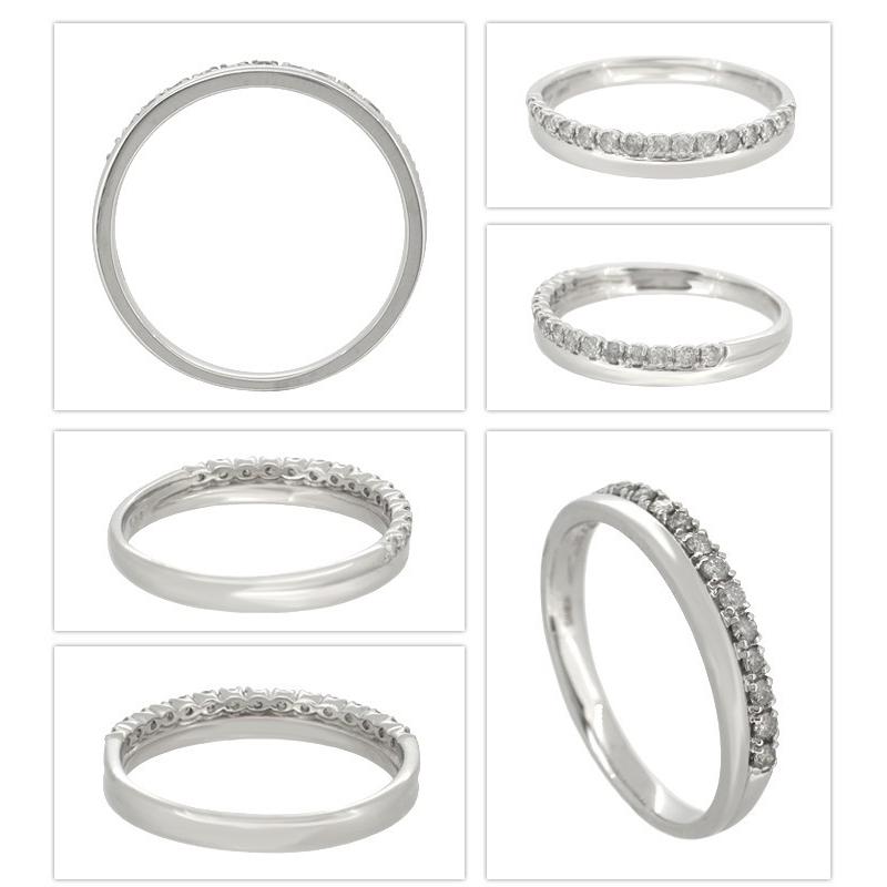ダイヤモンド ハーフエタニティ ダブル リング レディース 18金 K18