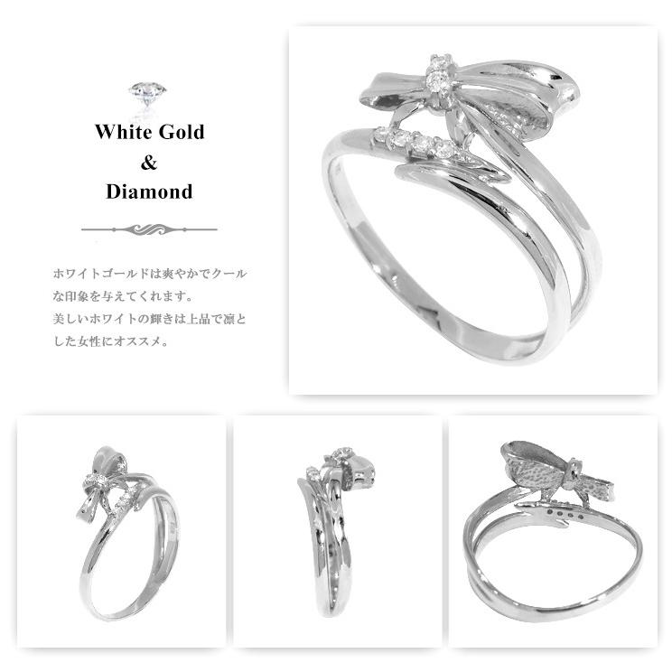 ダイヤモンド リボン ゴールド リング レディース K10 10金 イエロー ピンク ホワイト 女性 指輪 ピンキーリング_5