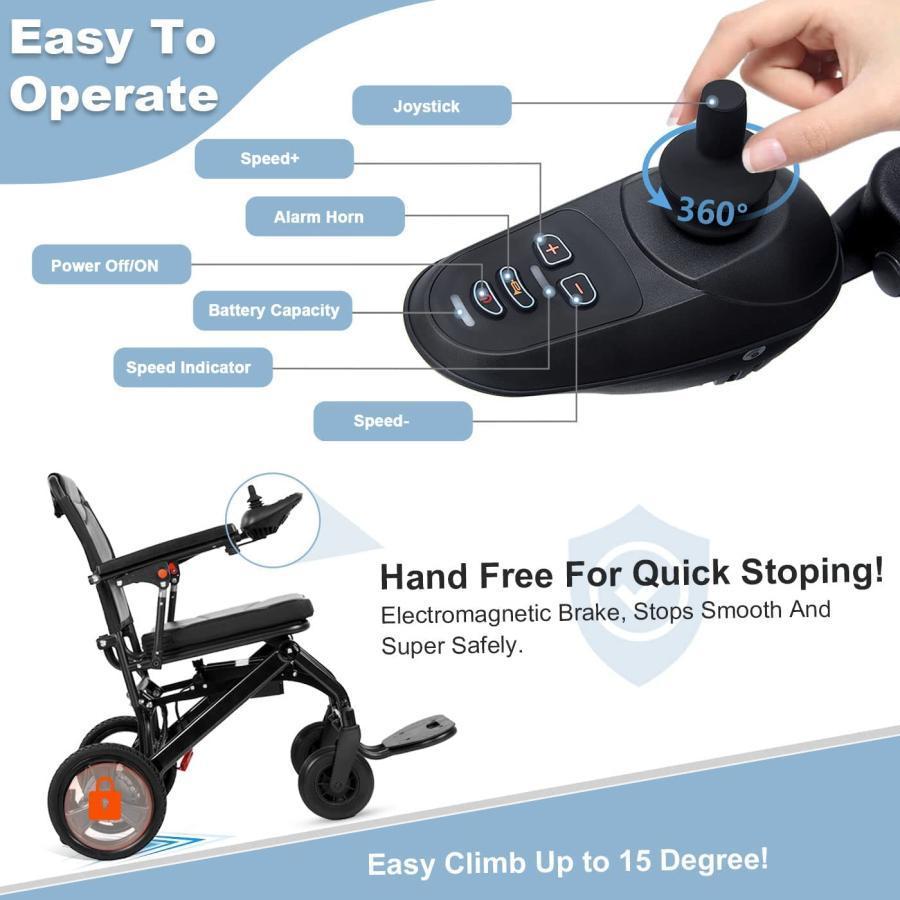 【新品 未使用 日本製】 電動車椅子、軽量炭素繊維アルミニウム合金フレーム 300W モーター 20AH リチウム電池 折りたたみ式スマートブレーキ電動車椅子 【XUR2338963599】(81598円)