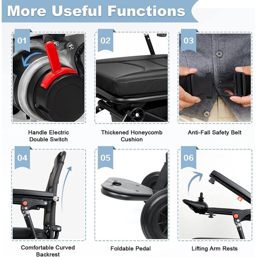 【新品 未使用 日本製】 電動車椅子、軽量炭素繊維アルミニウム合金フレーム 300W モーター 20AH リチウム電池 折りたたみ式スマートブレーキ電動車椅子 【XUR2338963599】(81598円)