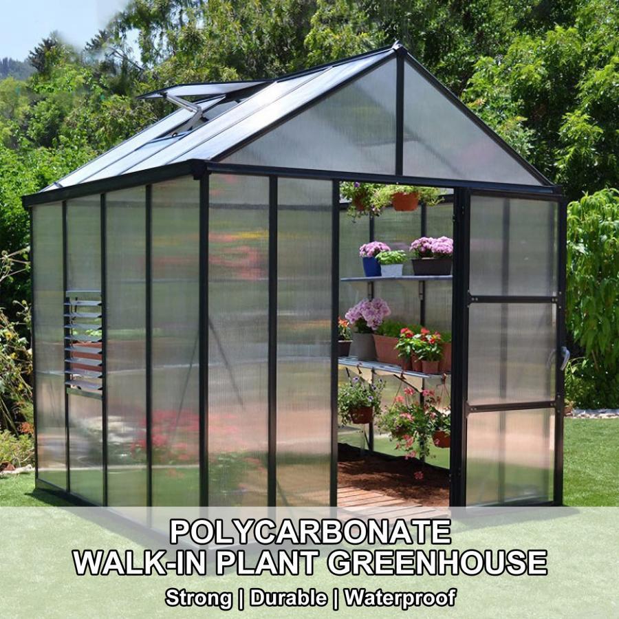 海外品 花園温室 アルミ温室 植物の温室 頑丈な金属フレーム温室 カバー ホーム温室 温室 ビニールハウス 家庭用 ポリカーボネートウォークインプラント温室、調節可能 【2475890897】(86375円)
