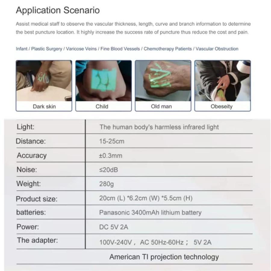 中古 赤外線静脈ファインダー ビューアー LED 静脈ファインダー、静脈ファインダー ビューアー、看護師瀉血用ハンドヘルド静脈ロケーター検出器 【YWU2701430612】(94244円)