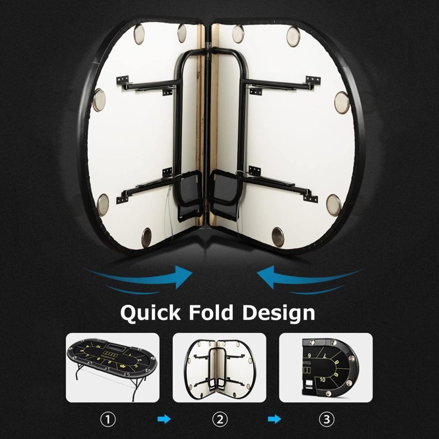 26【新品未使用】 折りたたみ式ポーカーテーブル 楕円形 ポーカーテーブル テキサスホールデムポーカーテーブル、アップグレードされたパッド入りレールとステンレススチールカッ 【VQL1196500777】(41742円)