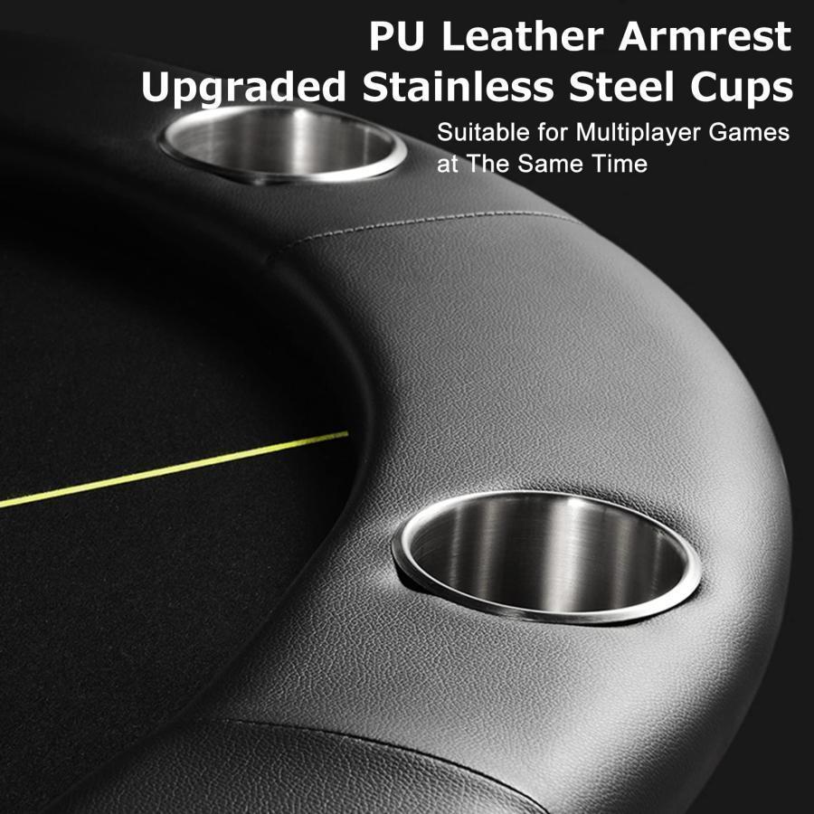 26【新品未使用】 折りたたみ式ポーカーテーブル 楕円形 ポーカーテーブル テキサスホールデムポーカーテーブル、アップグレードされたパッド入りレールとステンレススチールカッ 【VQL1196500777】(41742円)