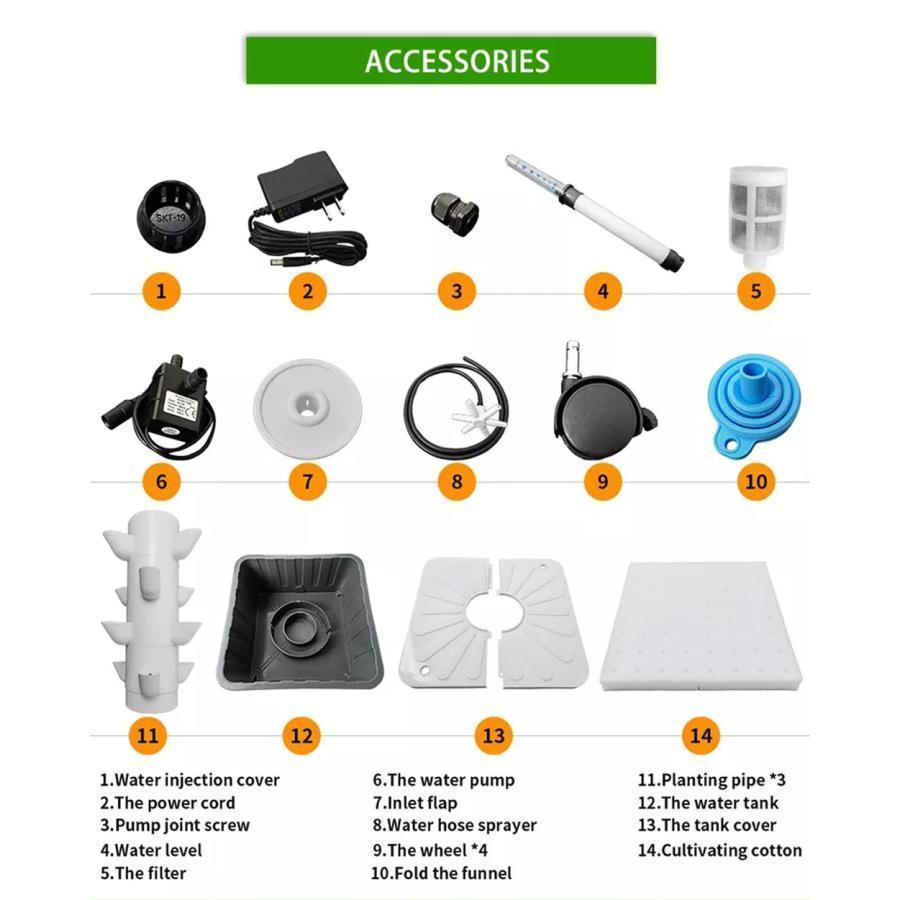 水耕栽培タワー成長システム、15層45穴屋内水耕栽培システム、LEDグローライト付き、ハーブ、果物、野菜用のポンプと可動式水タンクを備えた垂直成長タワーサイ 水耕栽培タワー成長システム、15層45穴屋内水耕栽培システム、LEDグローライト付き、ハーブ、果物、野菜用のポンプと可動式水タンクを備えた垂直成長タワーサイ