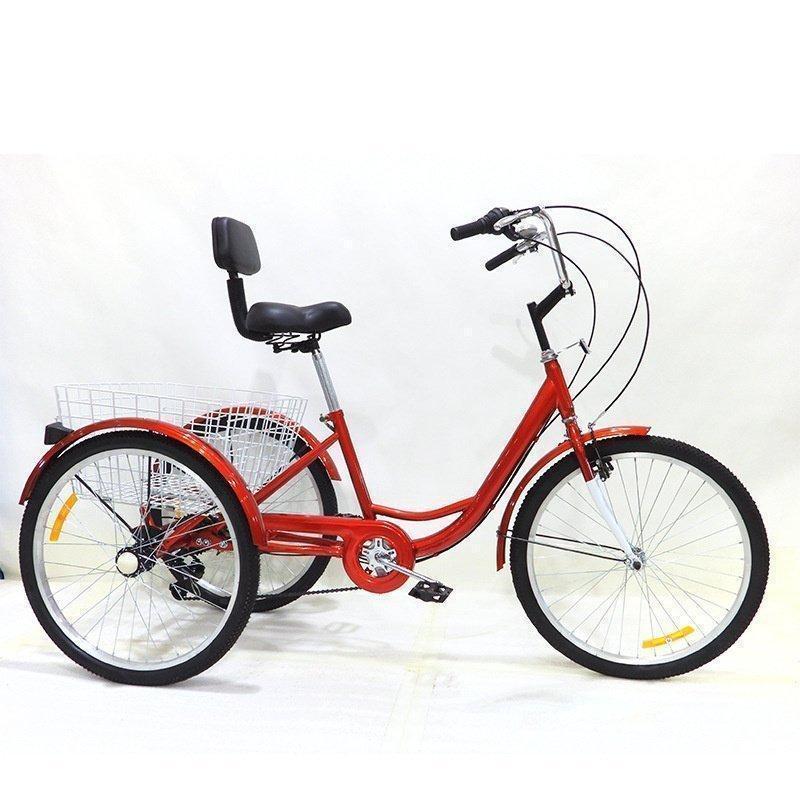 ⭐️完成品⭐️ 大人用三輪車 24インチ 7スピード 3輪自転車 大人用 三輪自転車 トライク マンパワーペダル 三輪車 男性女性向け 買い物かご付き 【HO7427075539】(25911円)