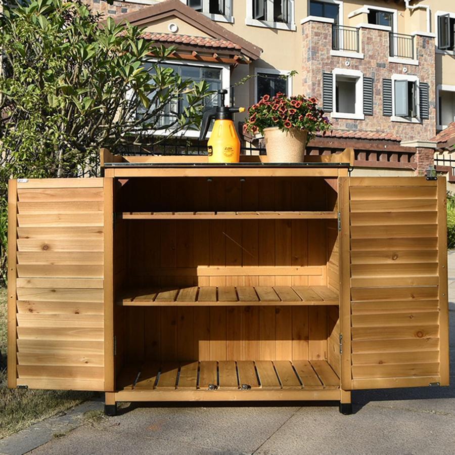 完動品 ガーデンポッティングベンチテーブル 作業台の金属製卓上 キャビネットとフック付き、 モミ天然木、防雨日焼け止め、中庭バルコニー入口用トーレージキャビネッ 【DGJ7175110967】(25032円)
