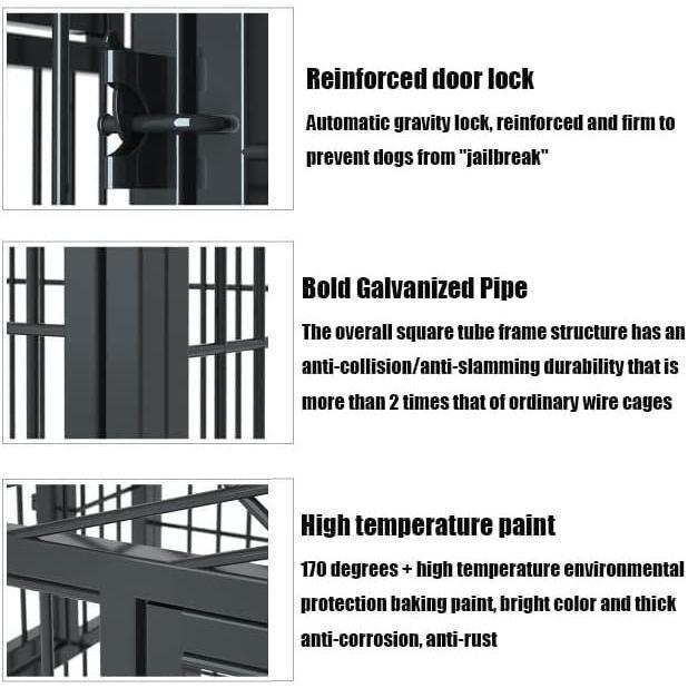 犬サークル ペットケージ 鉄製の犬用ケージ、頑丈なロック付きの脱出防止犬小屋、両開きドア、取り外し可能なトレイ室内犬小屋 ，金属製の犬用ケージクレート 犬サークル ペットケージ 鉄製の犬用ケージ 頑丈なロック付きの脱出防止犬小屋 両開きドア 取り外し可能なトレイ室内犬小屋 ，金属製の犬用ケージクレート